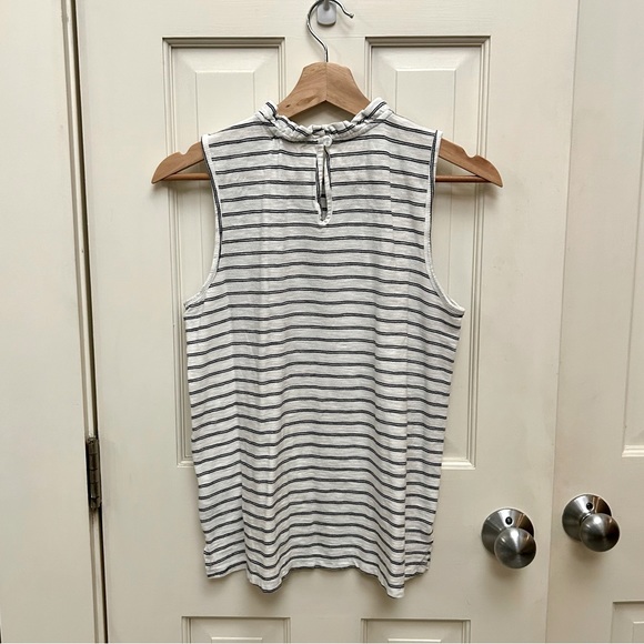 Anthro t.la Ruffled Mock Neck White & Black Striped Tank Top Size S - Picture 2 of 10